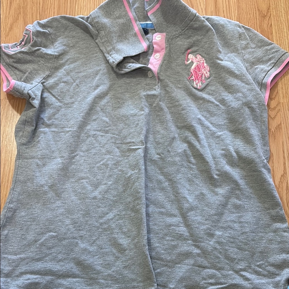 U.S. Polo Assn. Gray and Pink Polo Shirt Classic Style